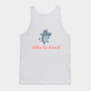 Cute Dancing Rhino Life Is Good Tank Top